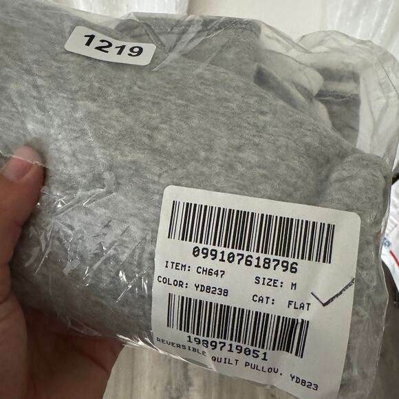 J.Crew Reversible Quilted Pullover Sweater WMNS M Heather Graphite Ivory Stripe - Picture 8 of 8